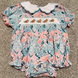 Floral Baby Easter Romper with White Collar